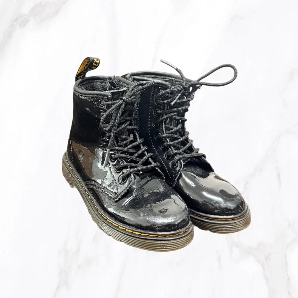Dr. Martens Toddler Black Patent Leather Zip‎ Up Boots, Size 10